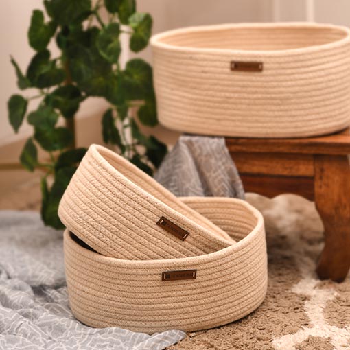 oval cotton rope basket