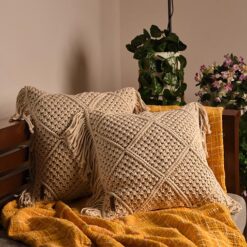 macrame diamond cushion sleeve