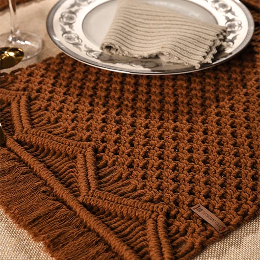 Handmade Macrame Boho Placemat Elevate Your Table with Intricate Knots and Natural Elegance