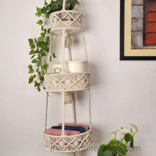 macrame 3-tier hanging basket