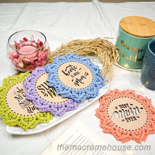 quirky macrame coasters for mom